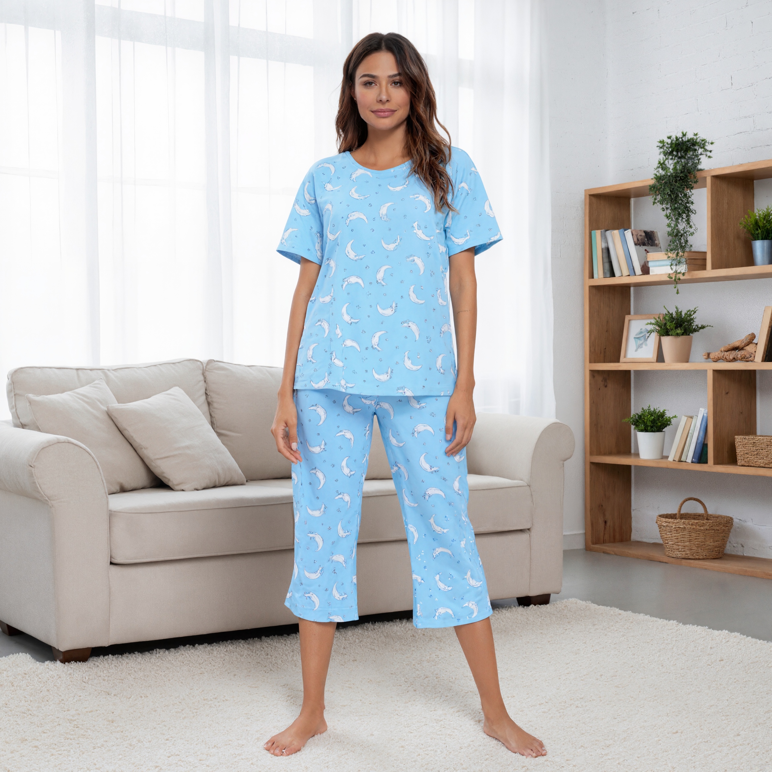Women Cotton Capri Pajama SetCotton Capri Pajama Set For Women - Image 2