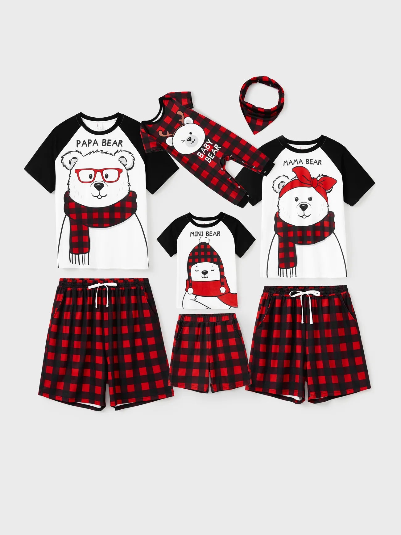 Xmas Bear Raglan Family Matching Short Set-Original Pajamas