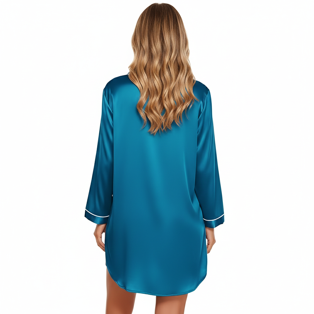 Button Down Nightgown Sleep Shirt For Women