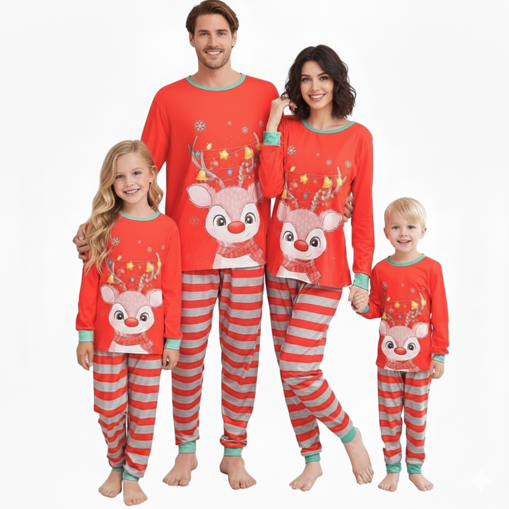 Deer Print Matching Family Christmas Pajama Set