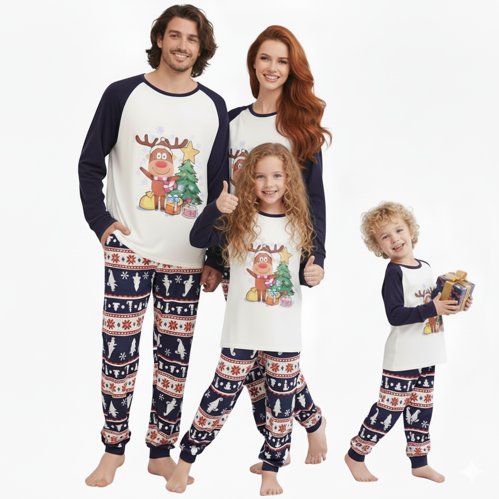Deer Print Matching Family Christmas Pajama Set