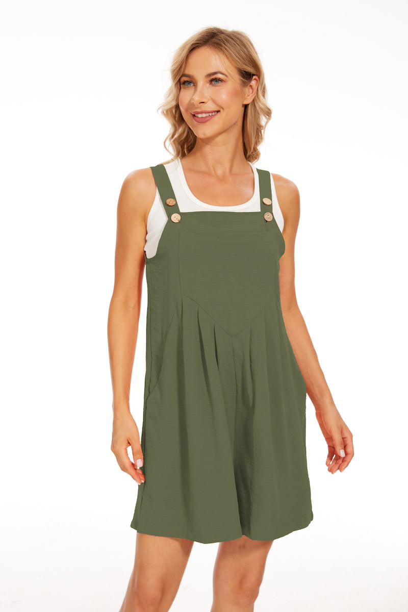 Adjustable Wide Leg Pocket Short Overalls Romper-Original Pajamas