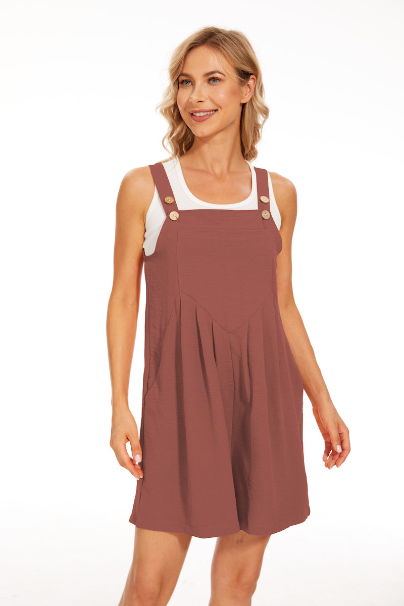 Adjustable Wide Leg Pocket Short Overalls Romper-Original Pajamas