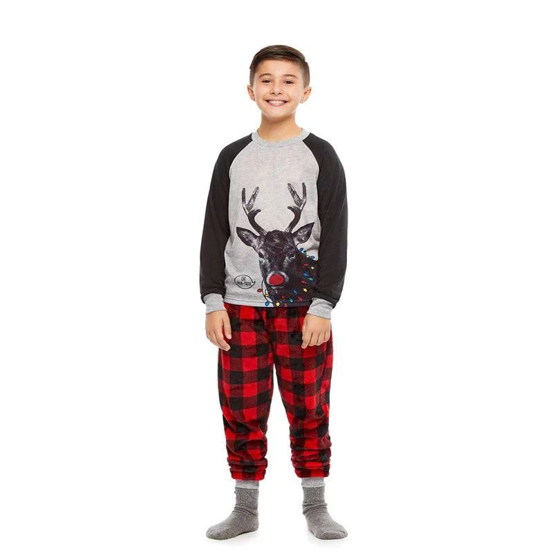 Santa Christmas Deer Print Pajama Set-Original Pajamas