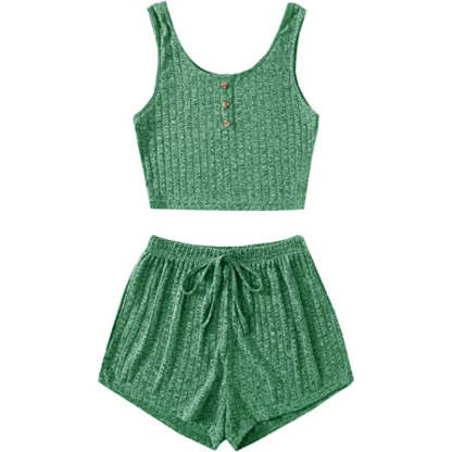Color Coordinated Crop Top And Shorts Set For Women-Original Pajamas