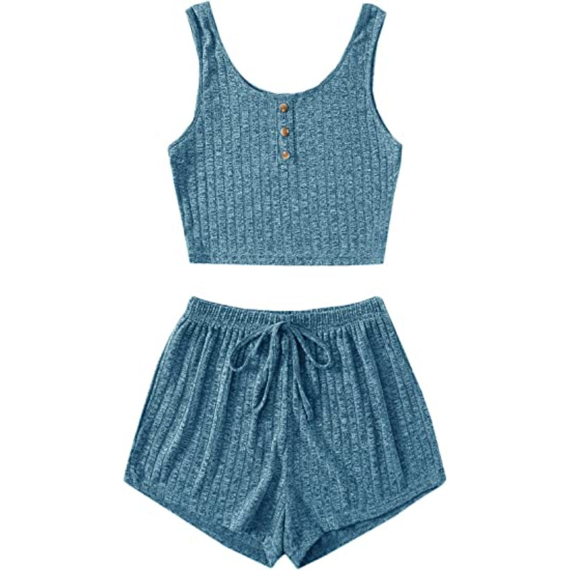2 Piece Tank Tops And Shorts Lounge Set For Women-Original Pajamas