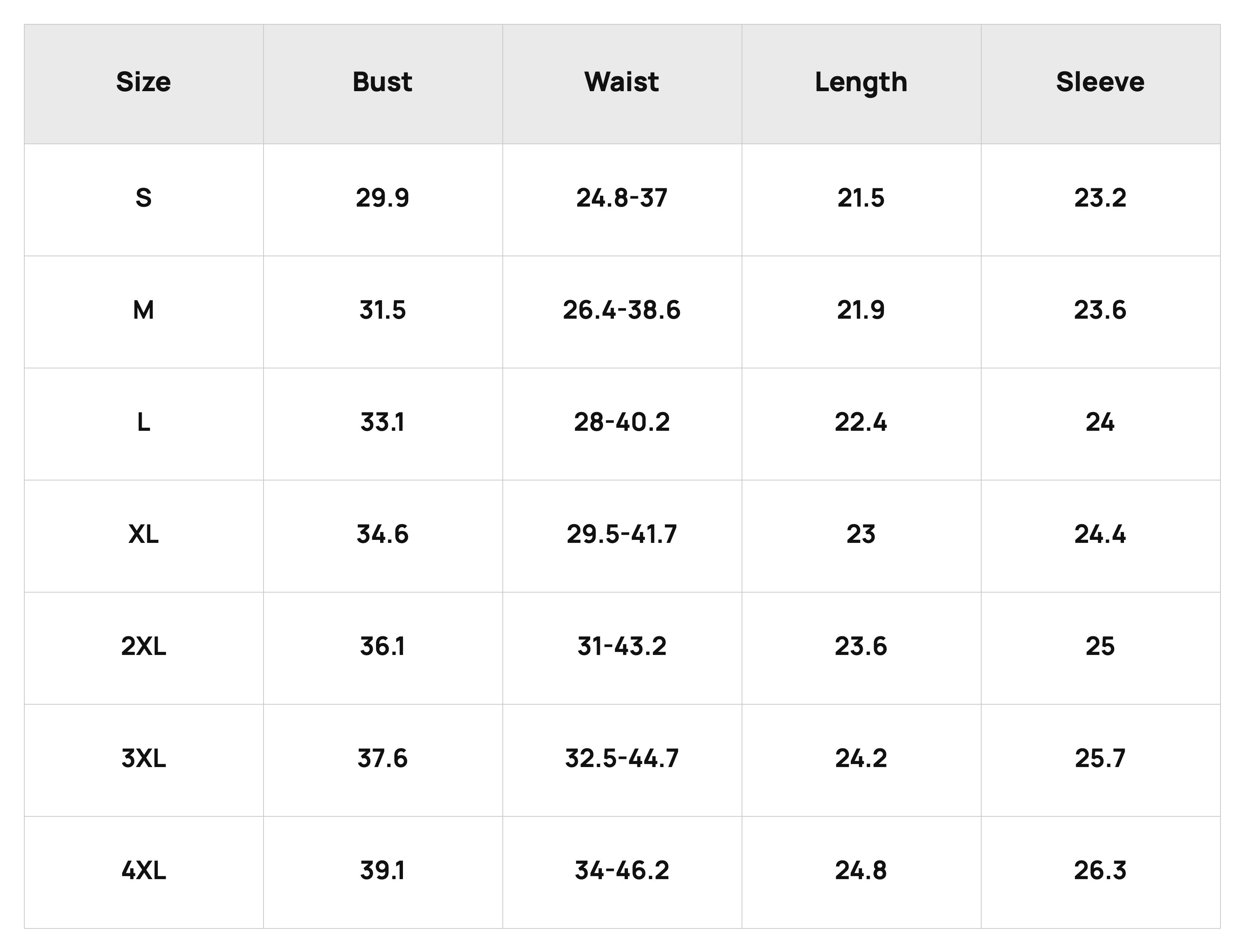Size Chart