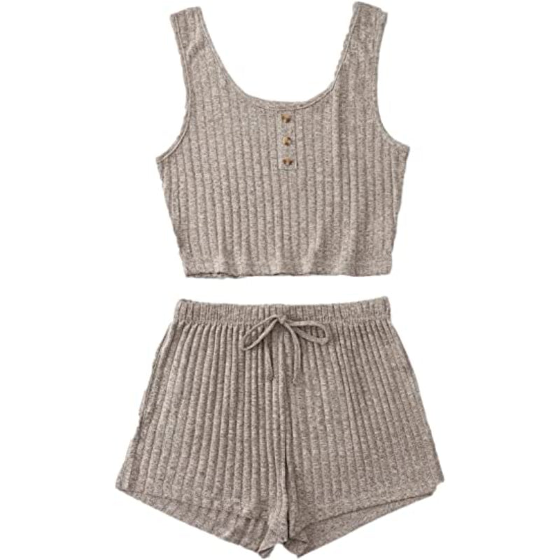 Color Coordinated Crop Top And Shorts Set For Women-Original Pajamas