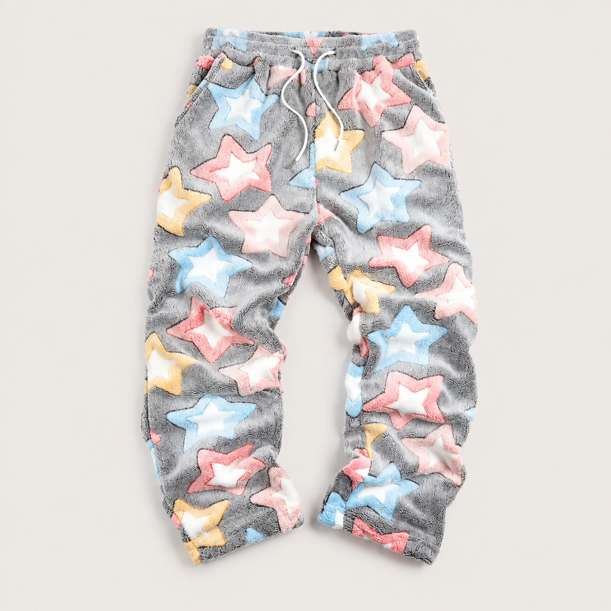 Casual Plaid Fleece Sleepwear Pants With Drawstring For Women