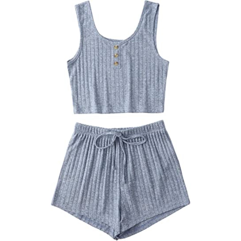 Color Coordinated Crop Top And Shorts Set For Women-Original Pajamas