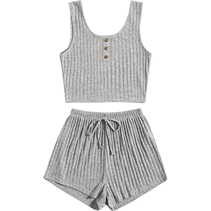 Color Coordinated Crop Top And Shorts Set For Women-Original Pajamas