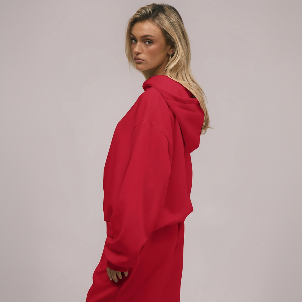 Two Piece Oversized Hoodie And Loose Fit Sweatpants Set With Pockets For Women