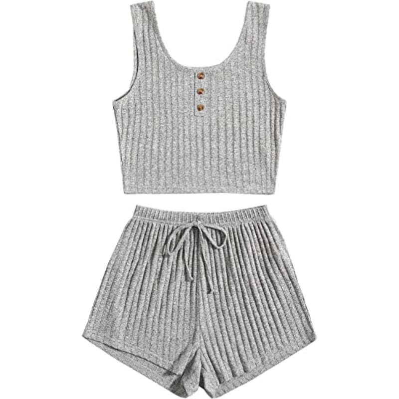 Color Coordinated Crop Top And Shorts Set For Women-Original Pajamas