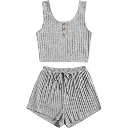 Color Coordinated Crop Top And Shorts Set For Women-Original Pajamas