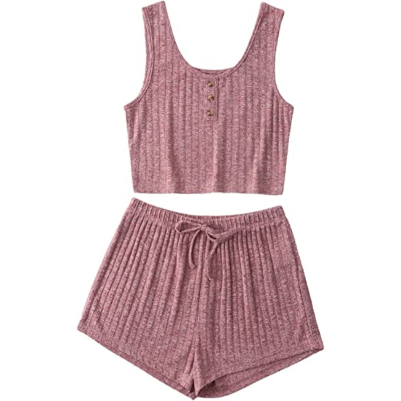 Color Coordinated Crop Top And Shorts Set For Women-Original Pajamas