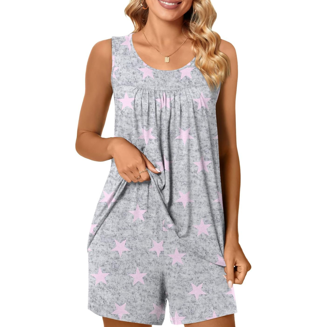 Summer Lounge Set Soft Tank Top Pajamas With Matching Shorts For Women
