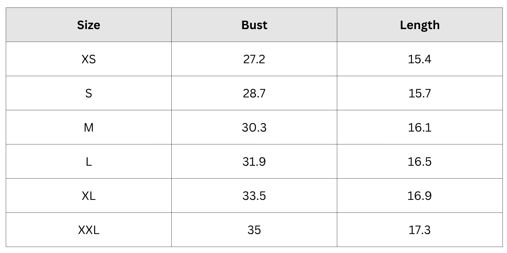 Size Chart