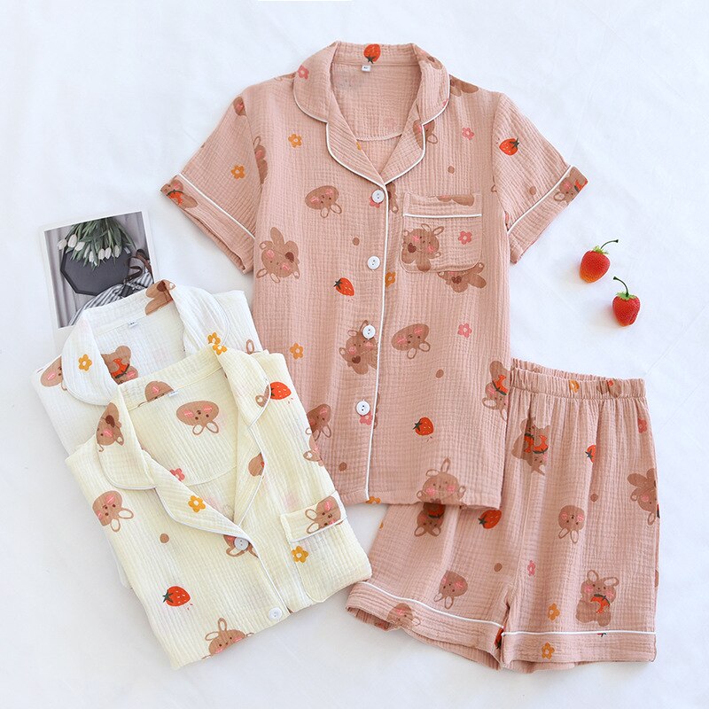 Women's Loose Japanese 2 Piece Pajama Set-Original Pajamas