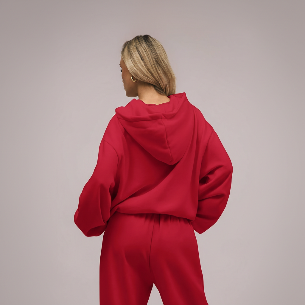 Two Piece Oversized Hoodie And Loose Fit Sweatpants Set With Pockets For Women