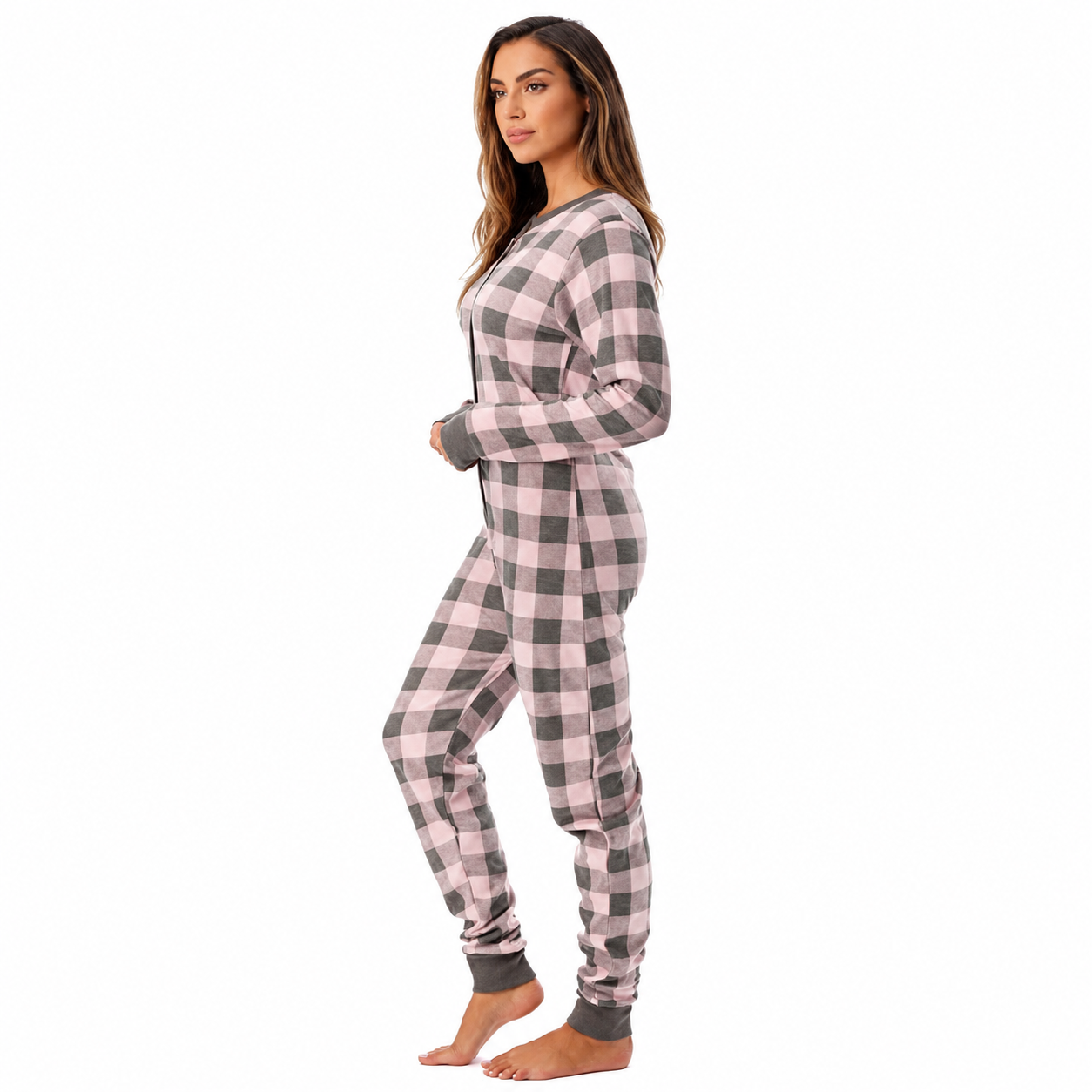 Tie Dye Henley Thermal Lounge Onesie For Women