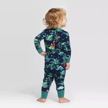 Dinosaur Print Christmas Themed Family Pajama Set-Original Pajamas