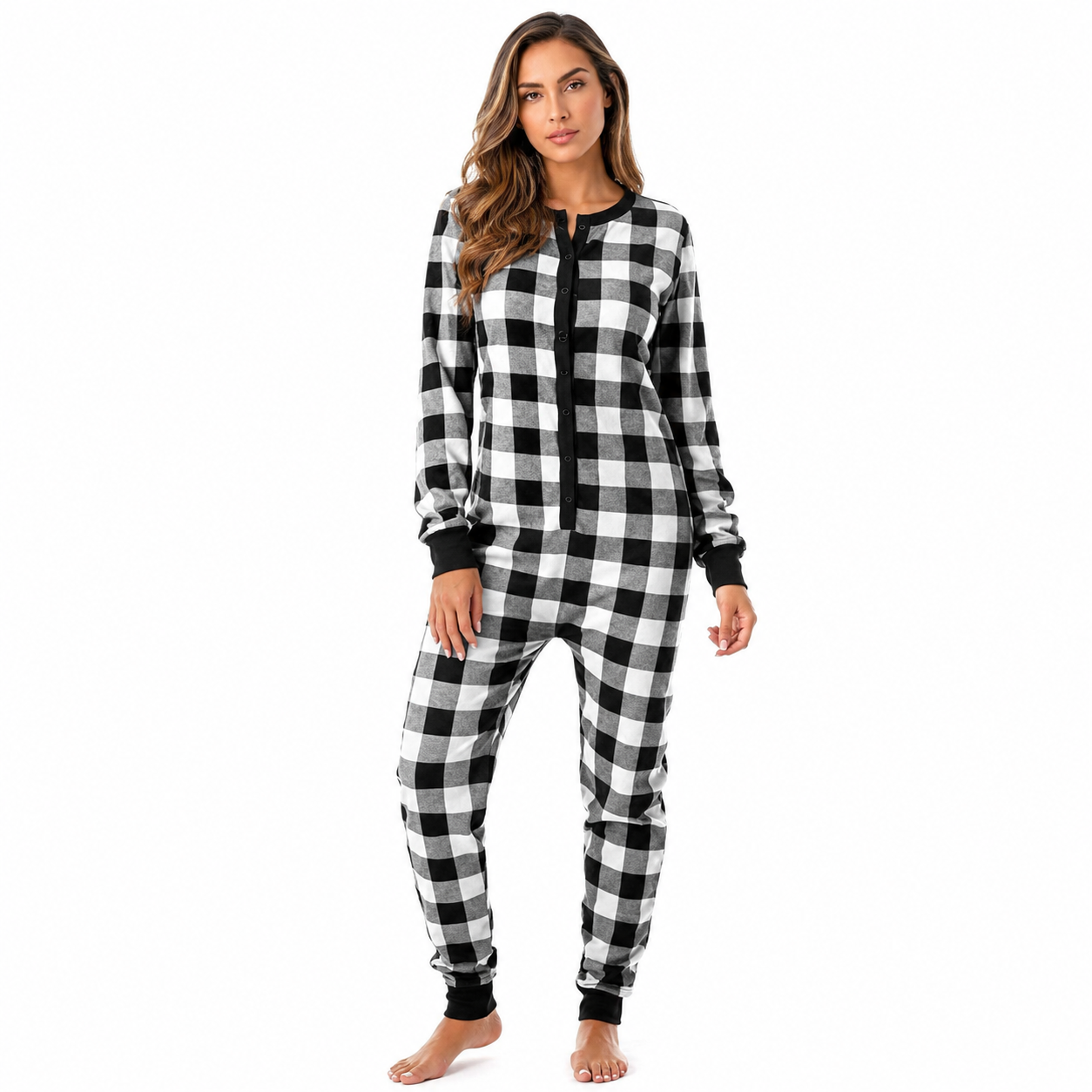 Tie Dye Henley Thermal Lounge Onesie For Women
