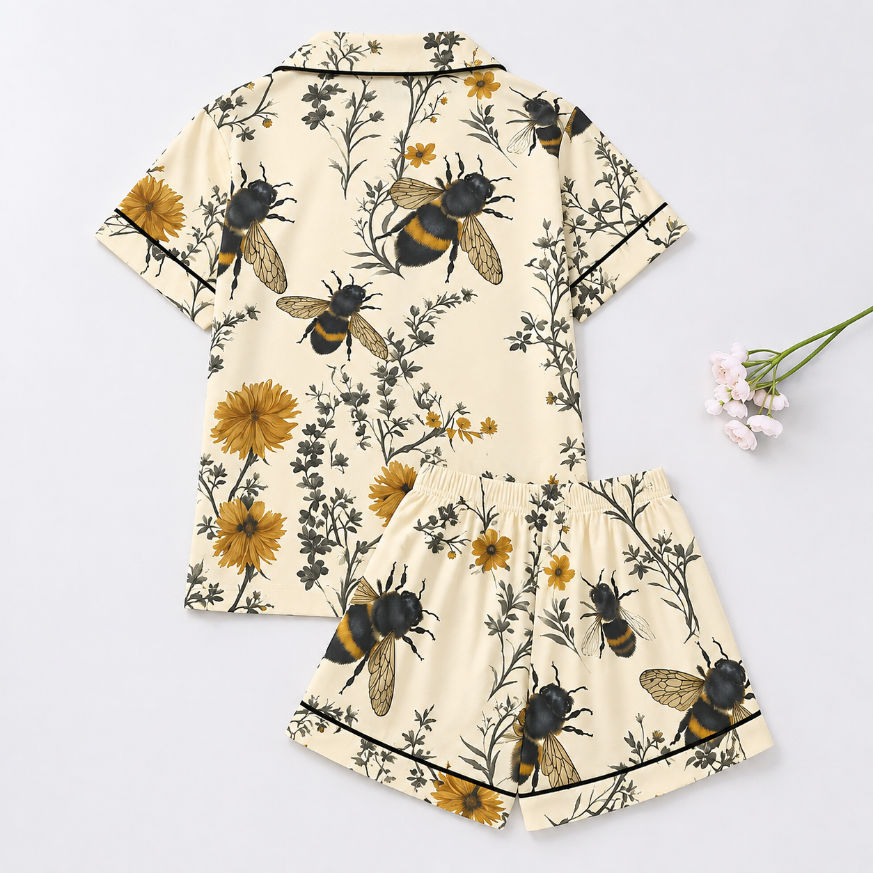 Casual Printed Short Sleeve Top And Shorts Pajama Set For Women