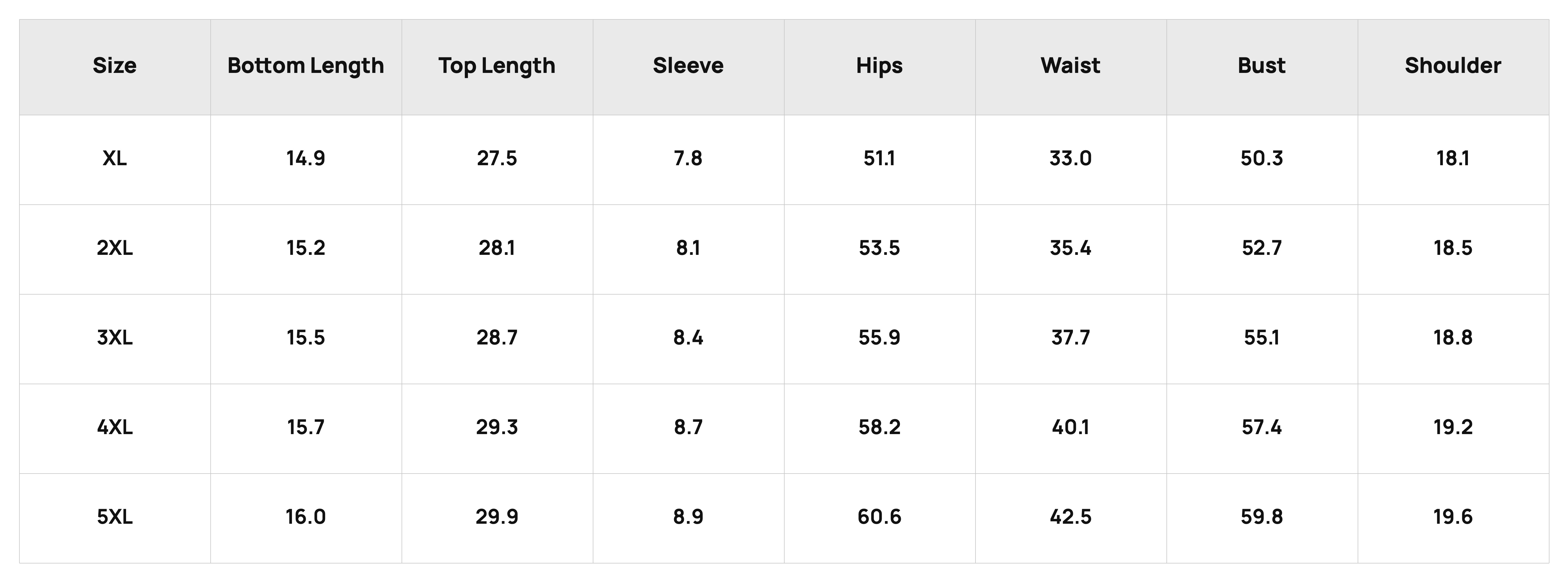 Size Chart