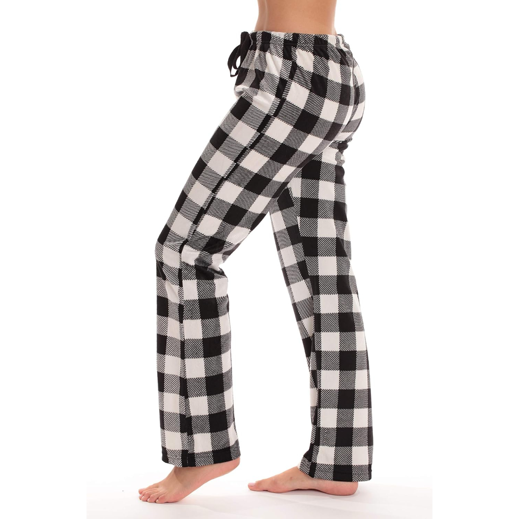 Silky Fleece Plaid Pajama Pants Women