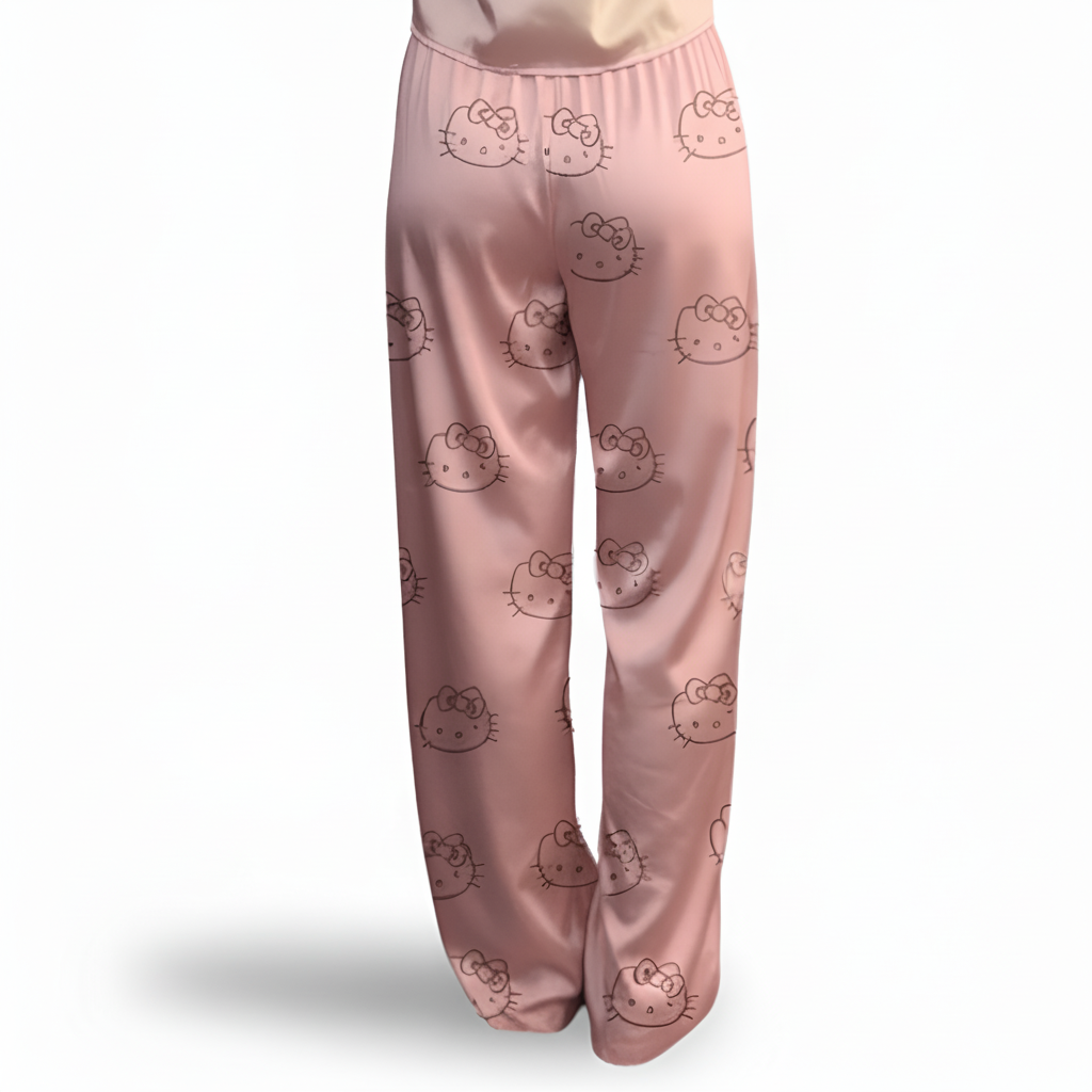 Two Piece Satin Camisole Pajama Shorts Set