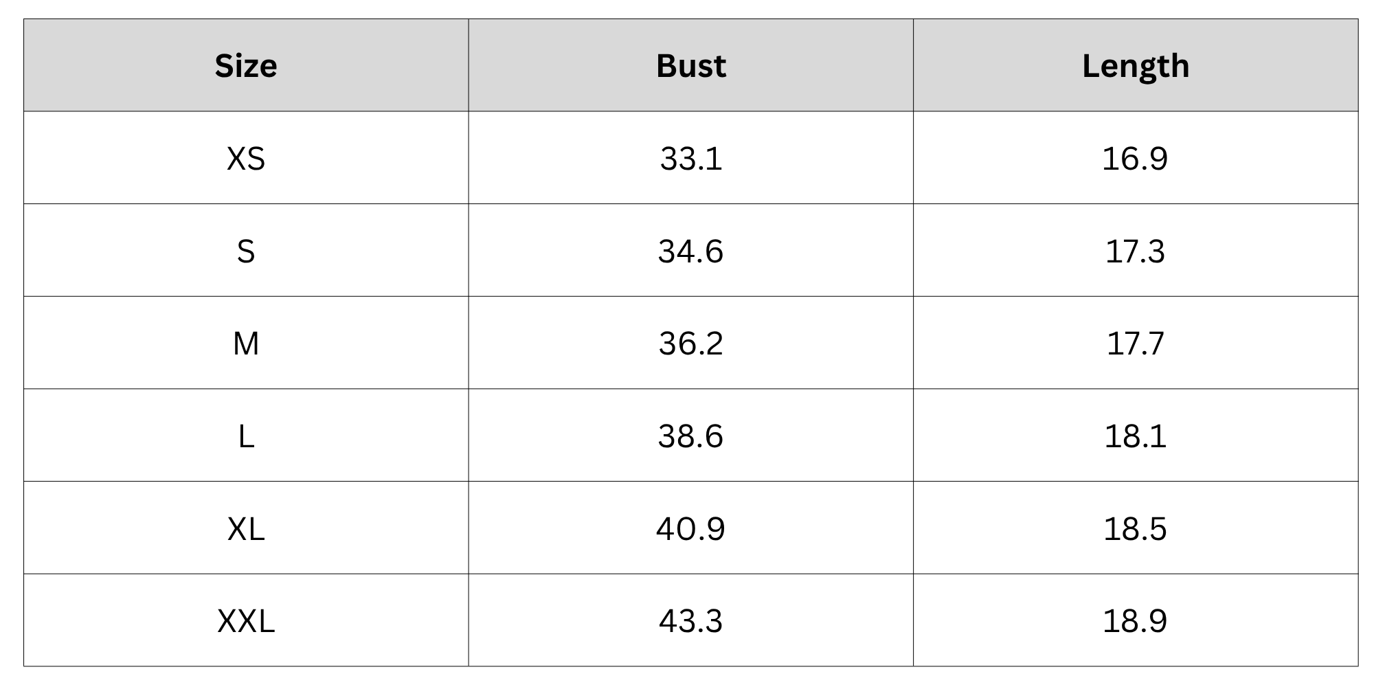 Size Chart