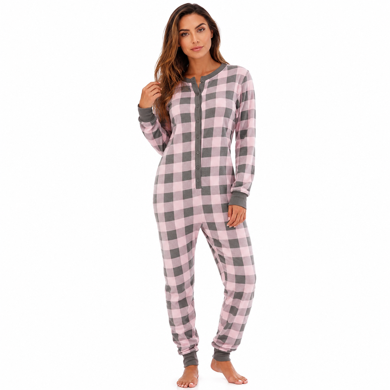 Tie Dye Henley Thermal Lounge Onesie For Women