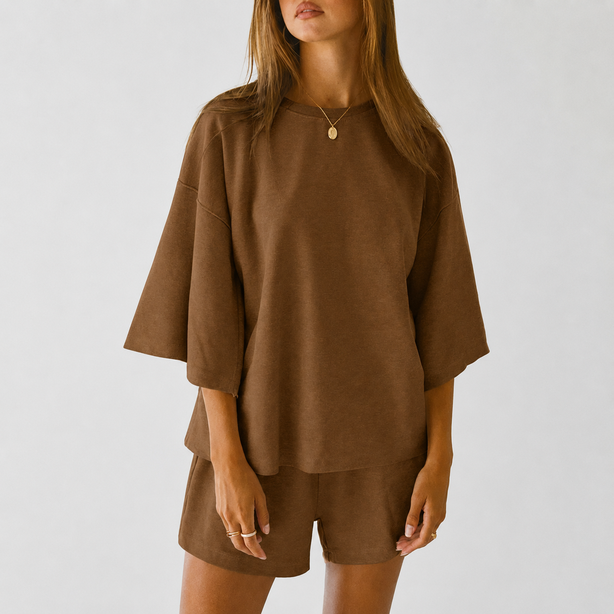 Casual 2 Piece Loungewear Tops And Shorts Set For Women