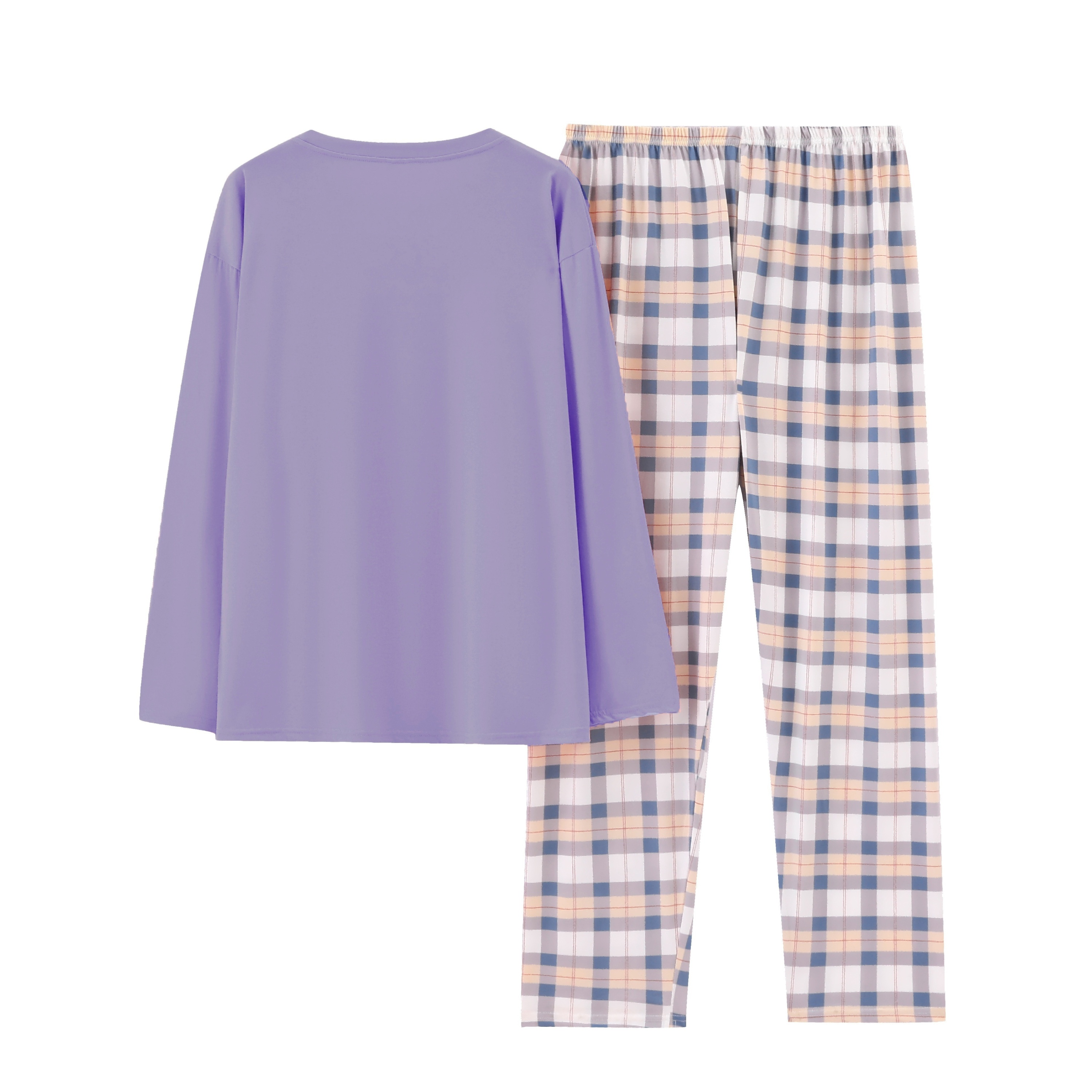 Comfortable Plaid Long Sleeve Pajama Set For Women
