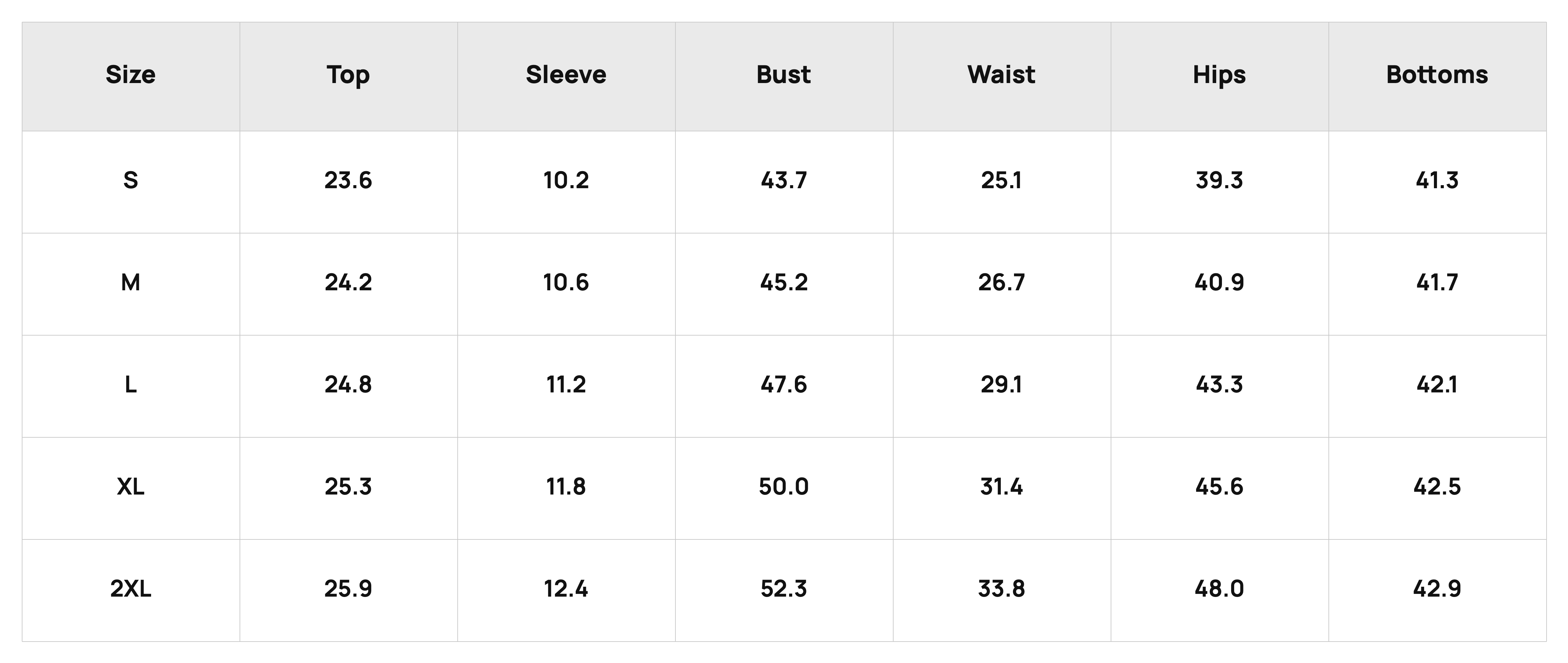 Size Chart