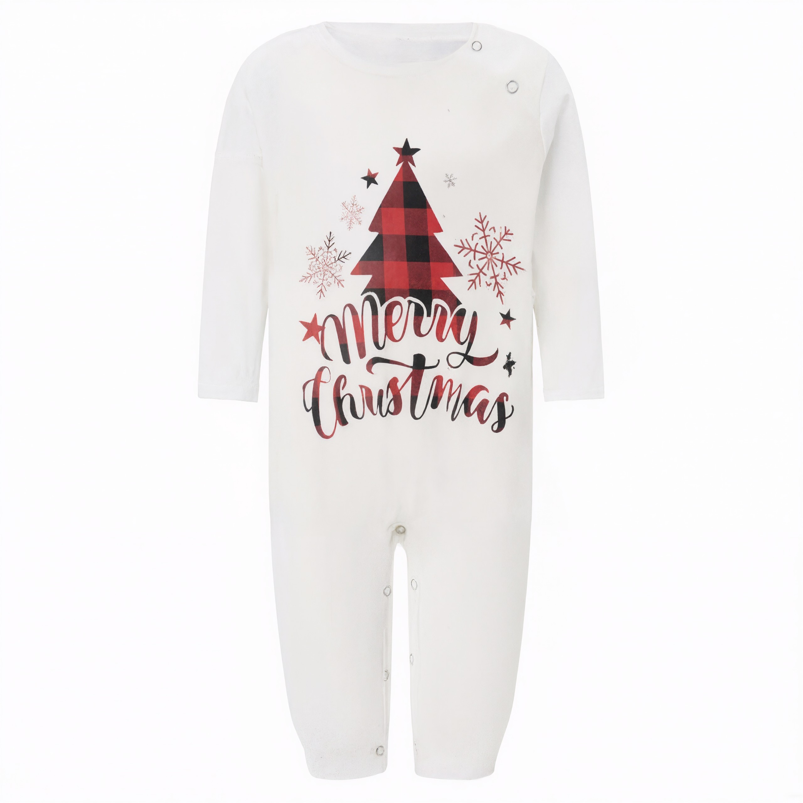 Merry Christmas Tree and Plaid Print Family Matching Pajama Sets