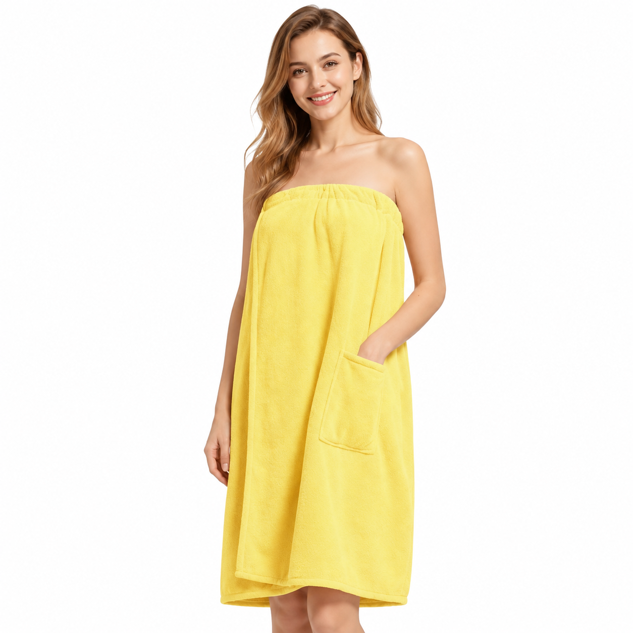 Lightweight Post Shower Wrap Robe With Side Pocket Design