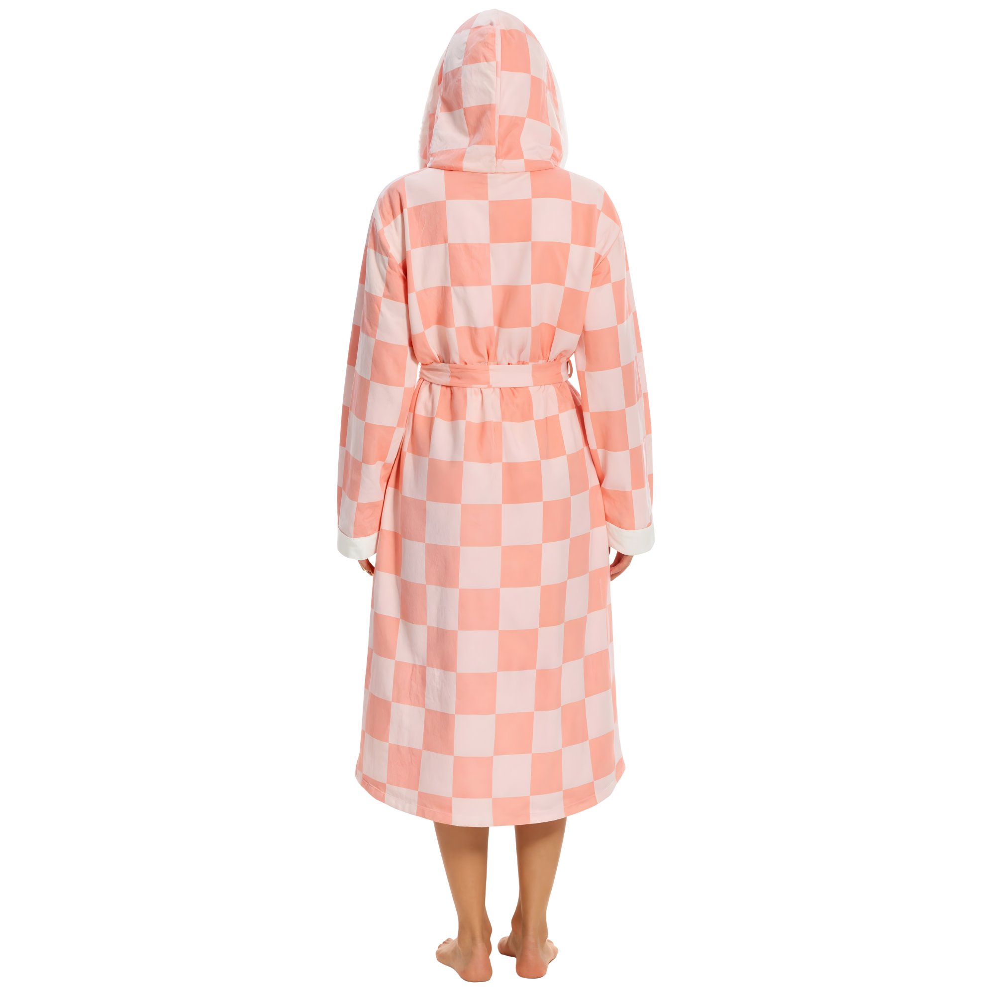 Soft Fleece Hooded Long Bathrobe For Women Home Lounge