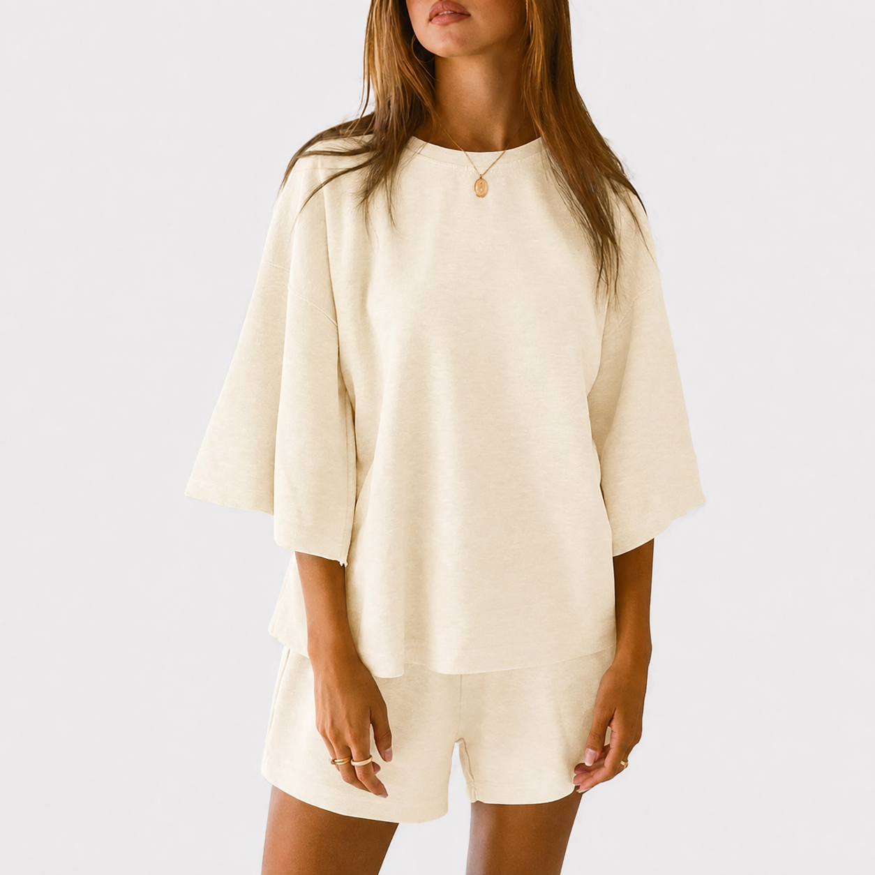 Casual 2 Piece Loungewear Tops And Shorts Set For Women