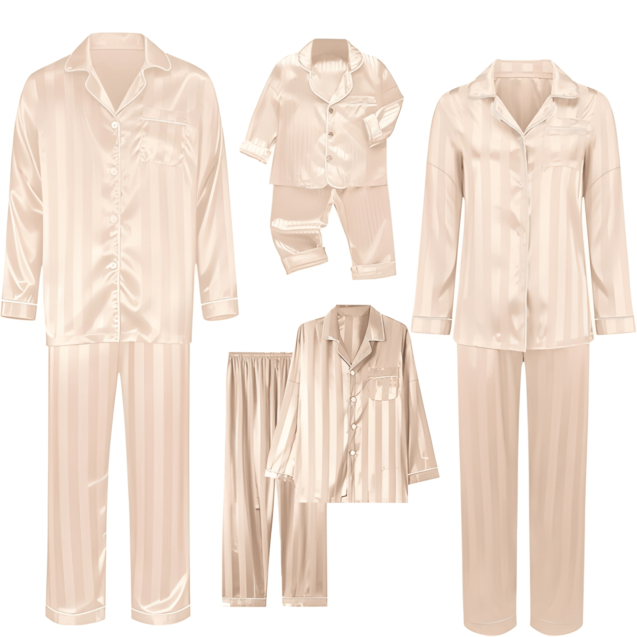 Silk Matching Christmas Pajamas Striped Satin Button Down Set for Family