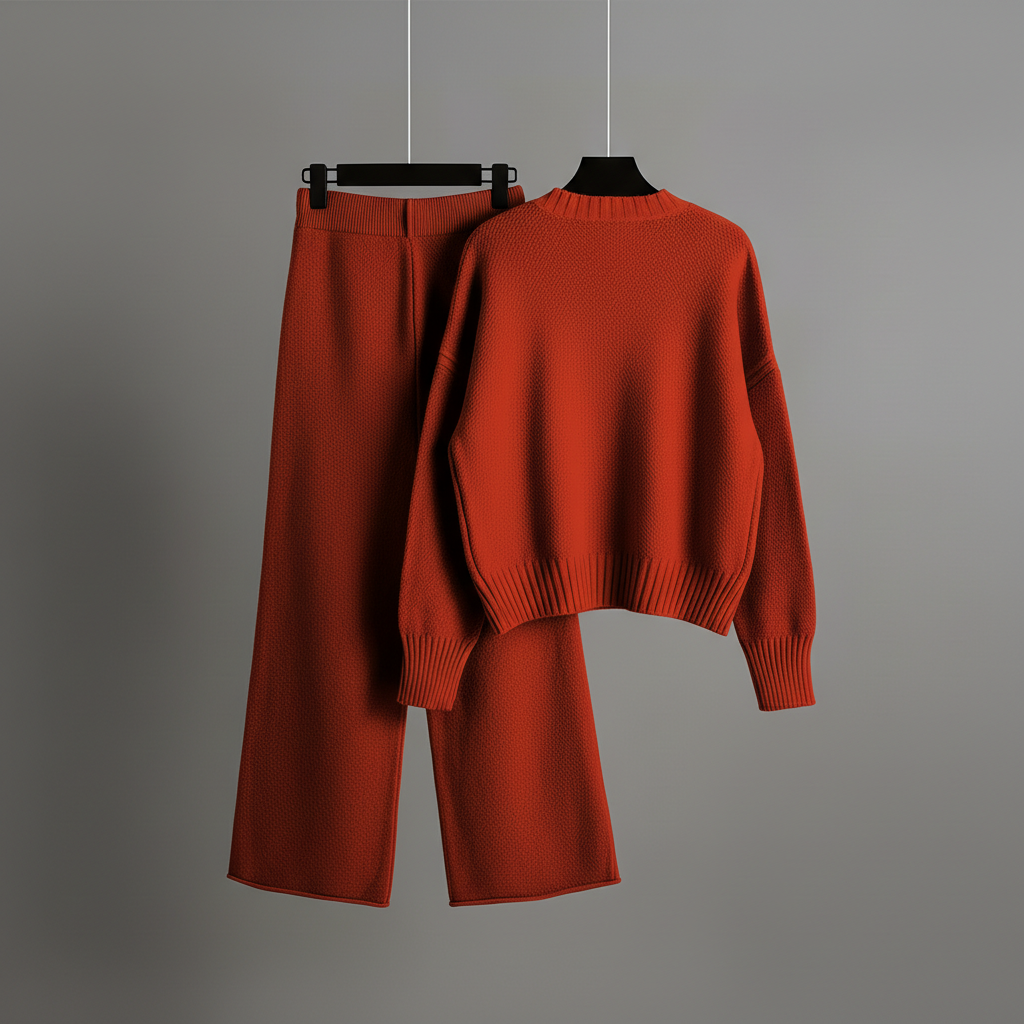 Seed Stitch Knit Sweater Pants Set