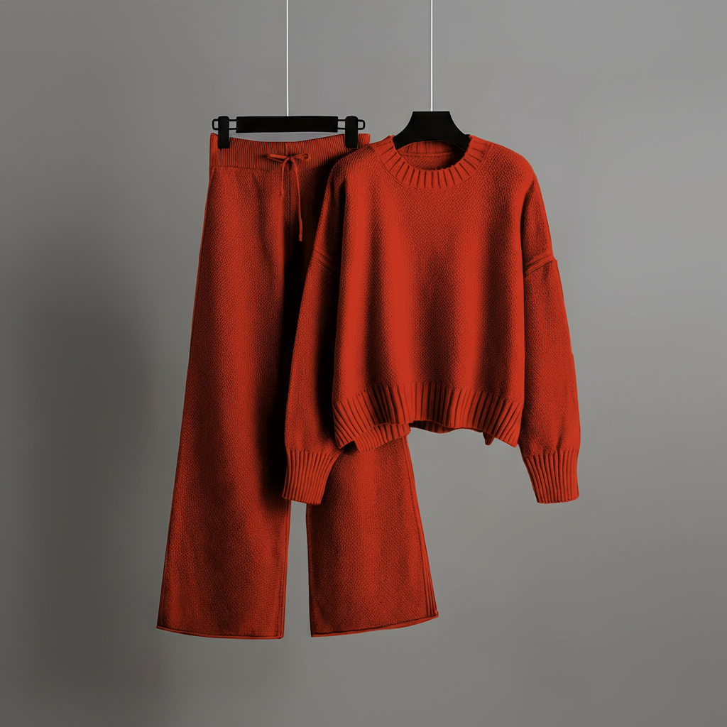 Seed Stitch Knit Sweater Pants Set