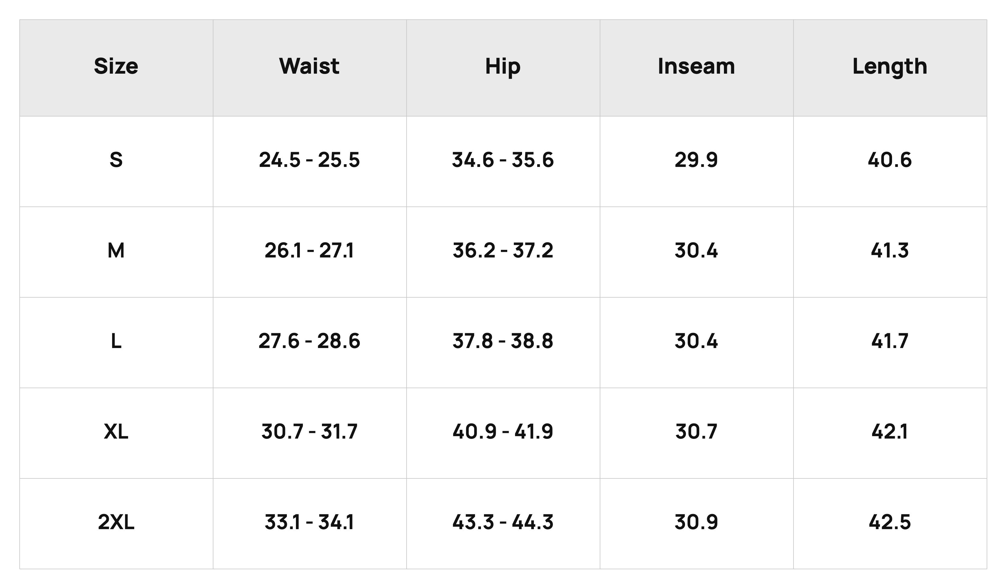 Size Chart