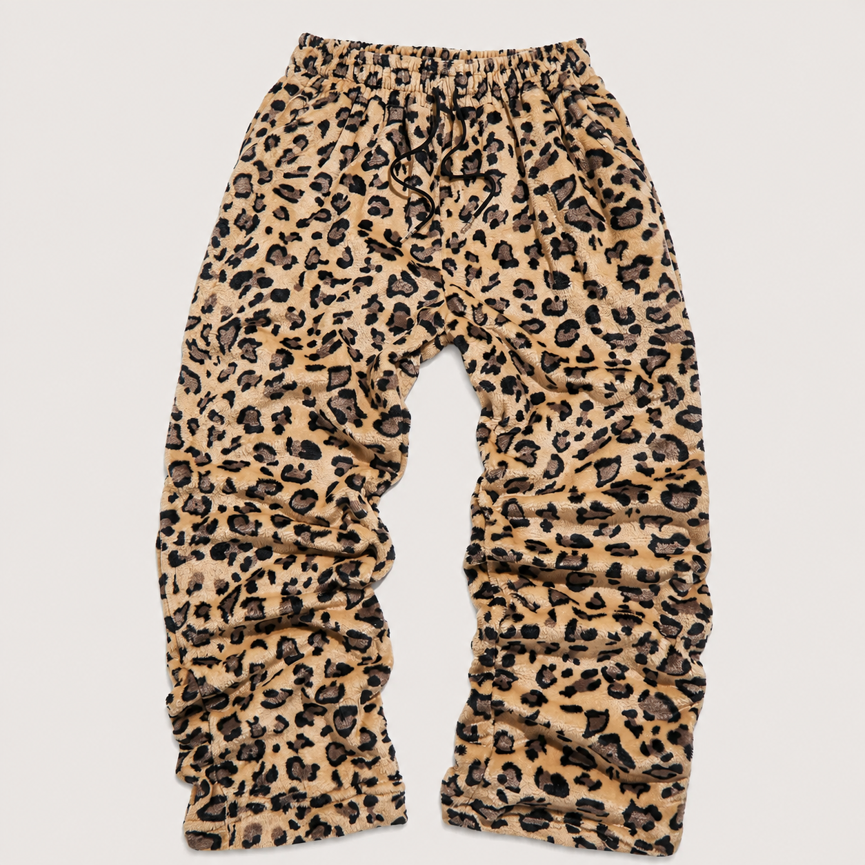 Casual Plaid Fleece Sleepwear Pants With Drawstring For Women