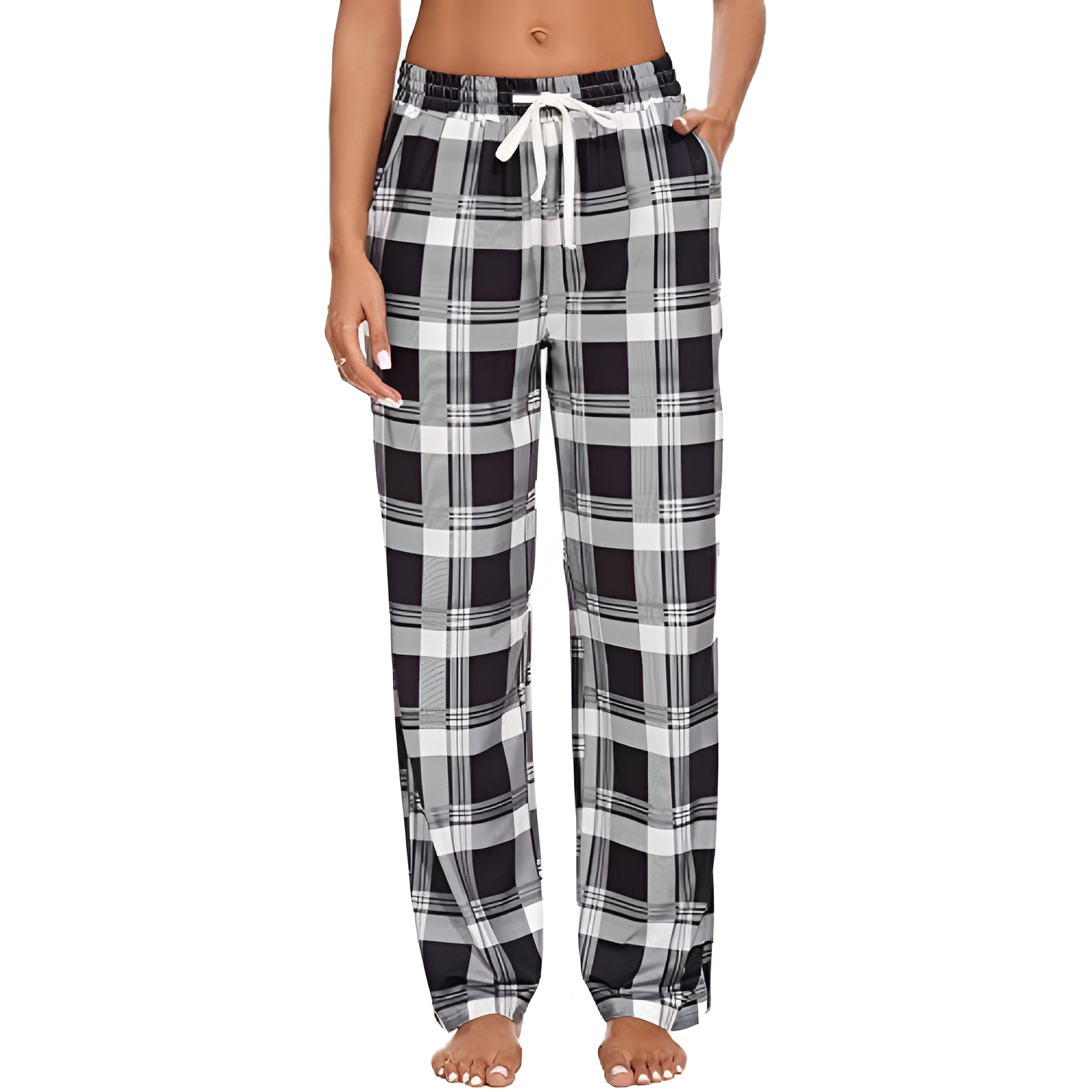Plaid Sleep Pajama Pants With Pockets For Women