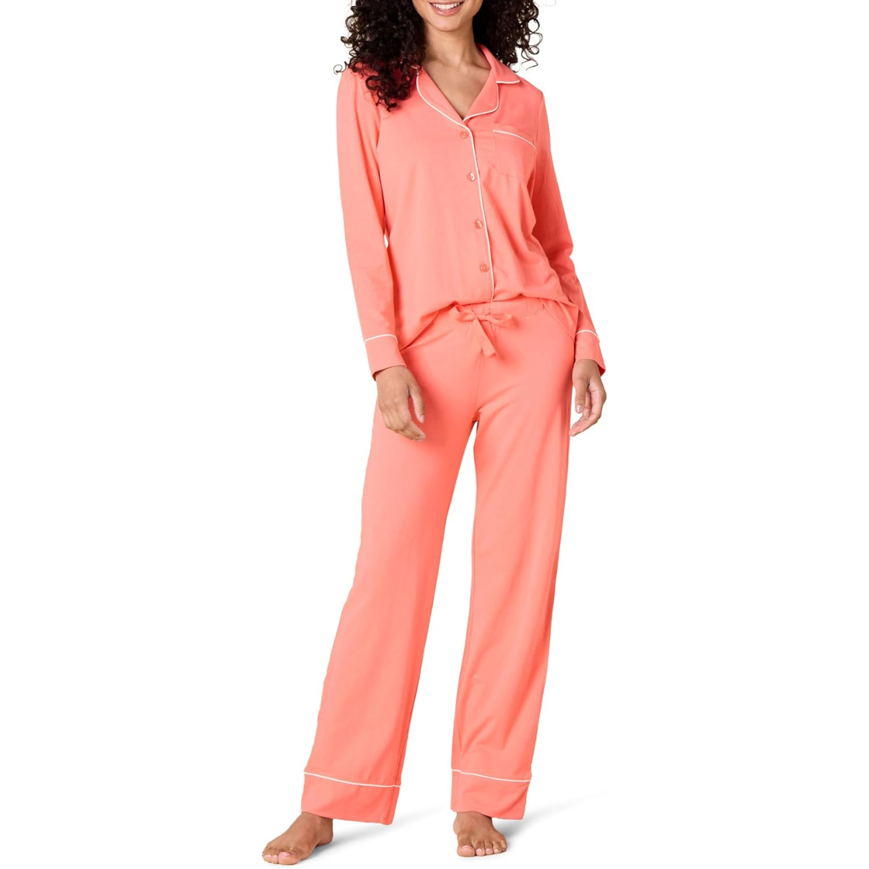 Long Sleeve Modal Pajama Set With Full Length Bottom Loungewear For Women