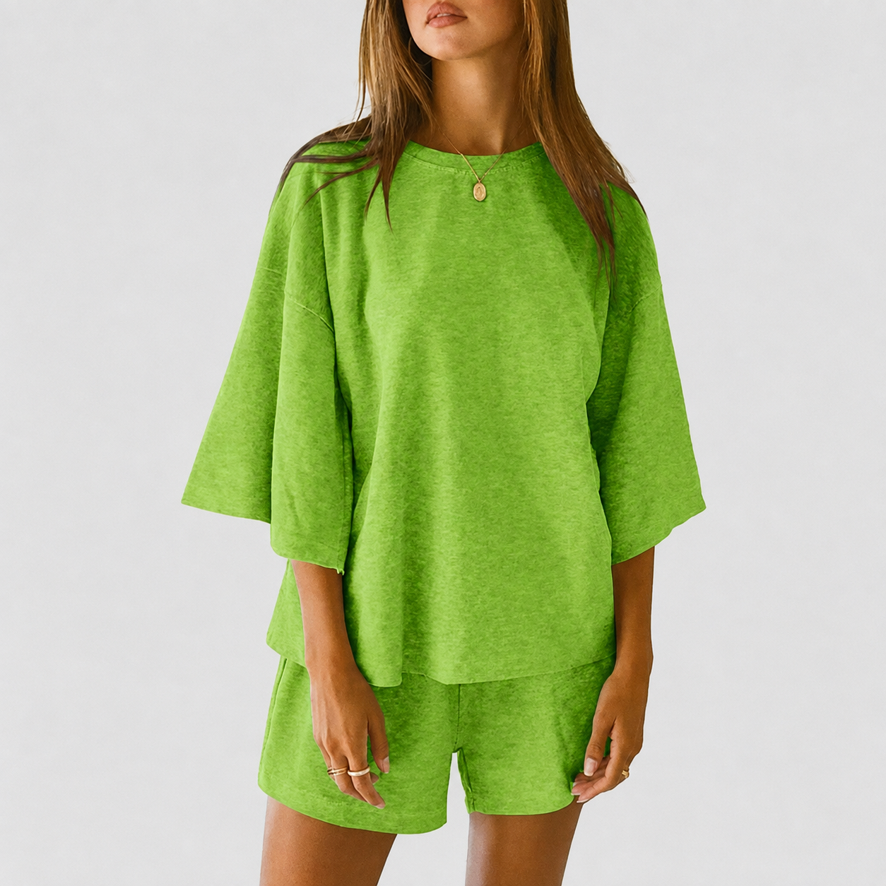 Casual 2 Piece Loungewear Tops And Shorts Set For Women