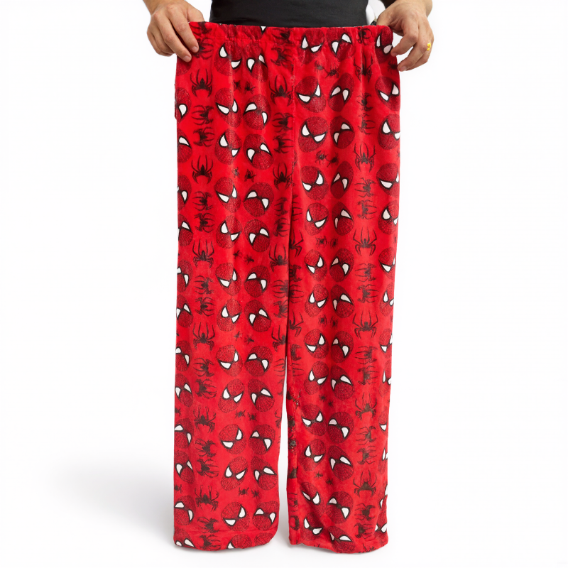 Cotton Velvet Spider Print Loose Pajama Pants