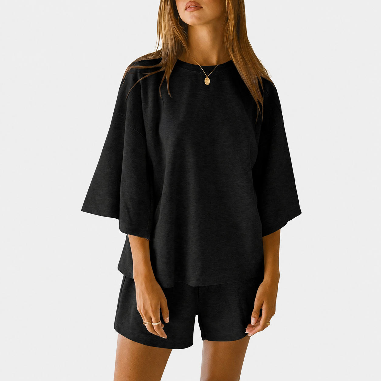 Casual 2 Piece Loungewear Tops And Shorts Set For Women