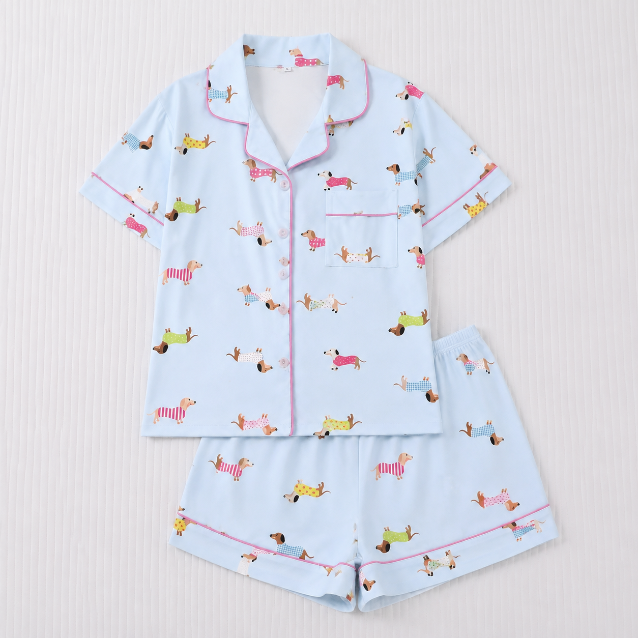 Casual Short Fitted Loungewear Sleepwear Set For Women